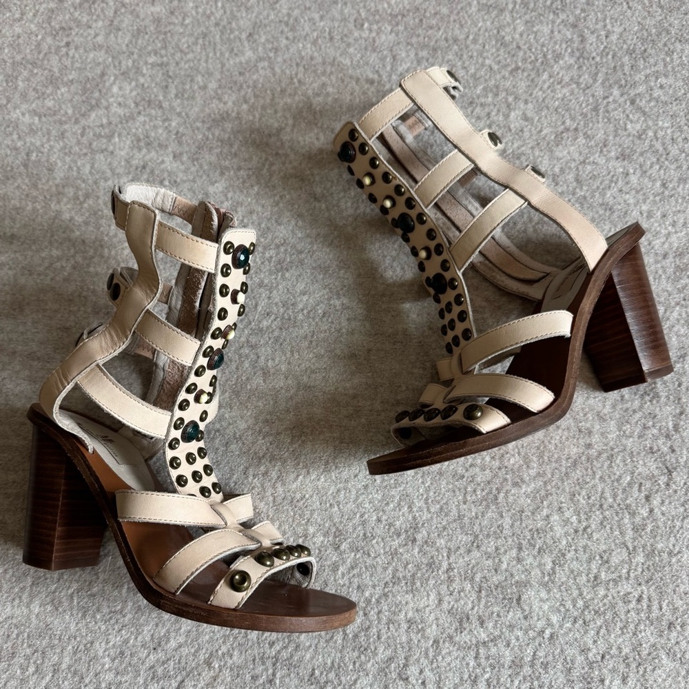 Elegant Beige Strappy Heels